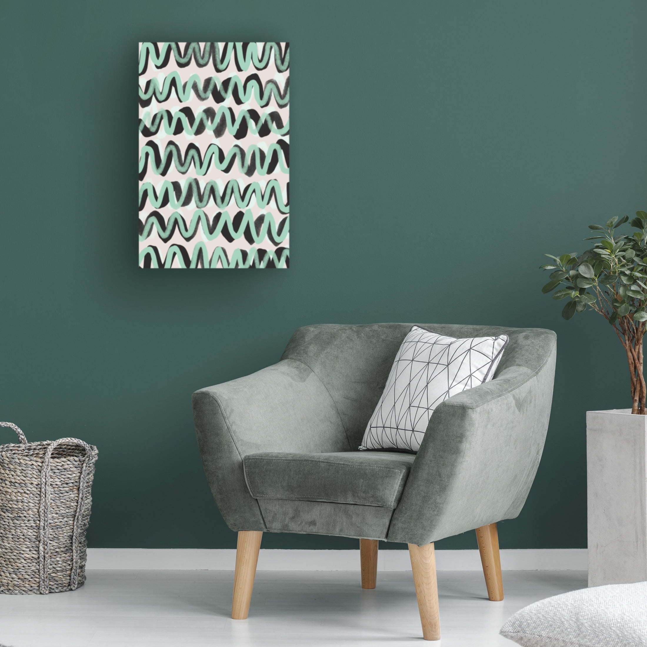 Canvas Wall Art - Treechild 'Turquoise ZigZag Pattern' Wall Art for Living Room, Bedroom, or Office D?cor by Trademark Fine Art - 30 x 47 Inches