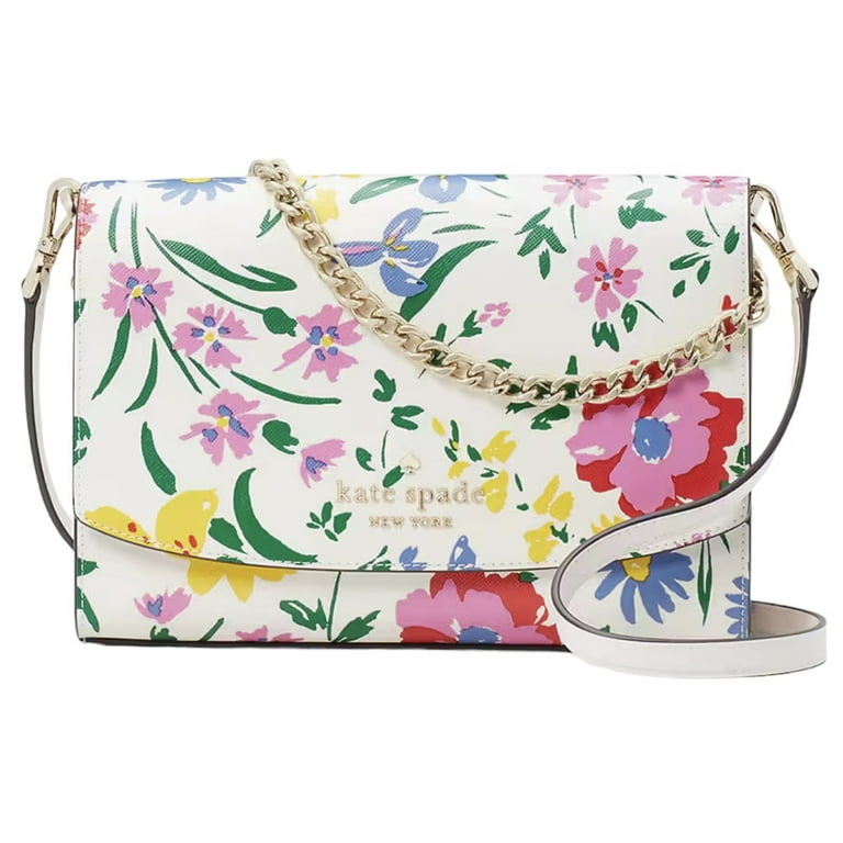 KATE SPADE STACI MEDIUM SATCHEL SHOULDER BAG PURSE CREAM FLORAL GARDEN  BOUQUET