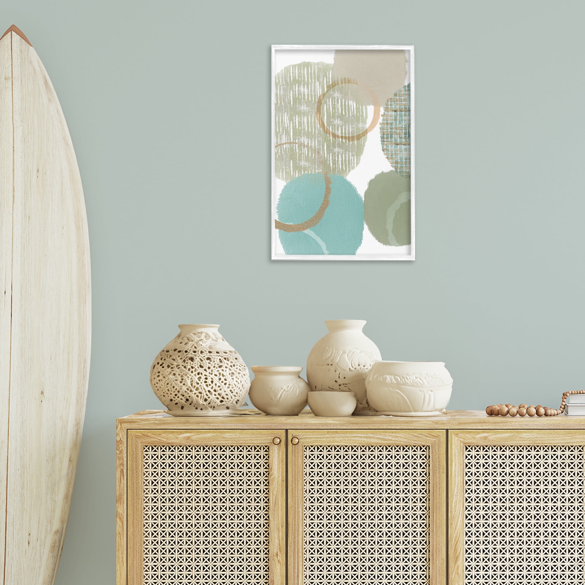 Stupell Industries Good Times Abstract Shapes Abstract Painting White Framed Art Print Wall Art, 16 x 24