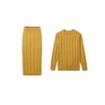 thumbnail image 2 of Women'S Winter Chunky Cable Knit Long Skirt 2 Piece Outfit Sweater Sets Yellow M, 2 of 10