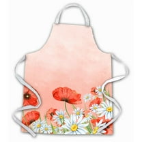 Caroline's Treasures BB7448APRON Poppies and Chamomiles Apron BB7448APRON Polyester Cloth Adult Bib Styled Washable