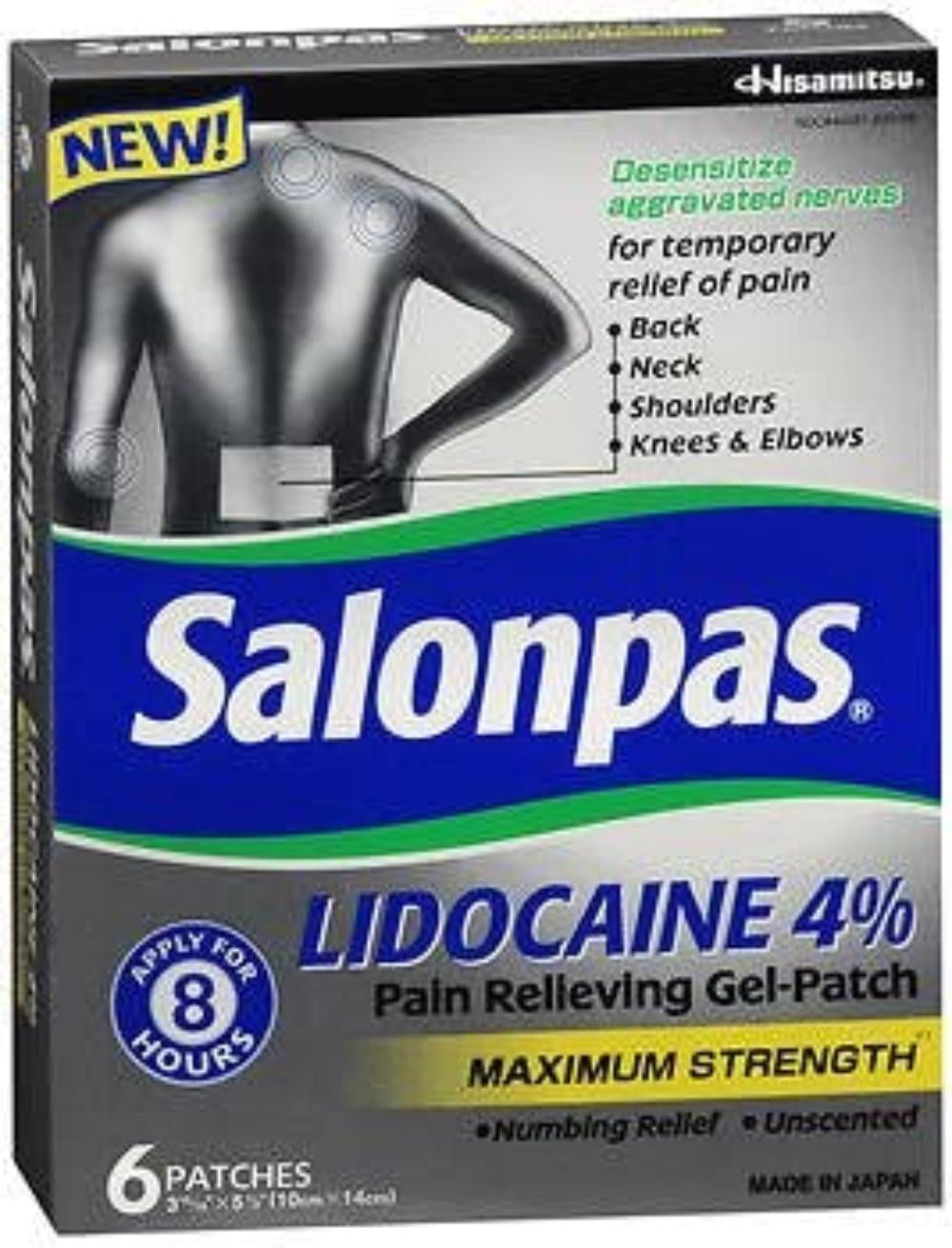 Salonpas Lidocaine Pain Relieving Maximim Strength Gel-Patch, 6 Little Patches, (984725) By Visit the Salonpas Store