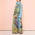 thumbnail image 4 of AURA Women 2 Piece Printed Outfit Puff Sleeve Top and Pants Set, Animal Print Fall Fashion S-XXXL, 4 of 8