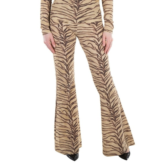 Stella McCartney All-Over Motif High-Rise Flared Pants, Size Small