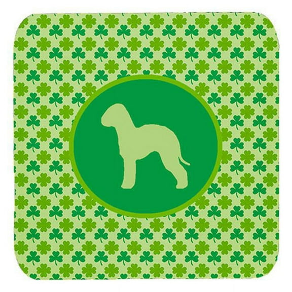 Bedlington Terrier Lucky Shamrock Foam Coasters, Set Of 4