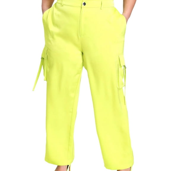 Nina Parker Womens Straight-Leg Casual Cargo Pants, Green, Plus Size, 18W