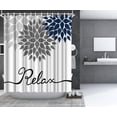 thumbnail image 3 of Dahlia Shower Curtain Navy Blue and Grey Fabric Curtain Relax Bathroom Curtain for Home Decor Hooks Included 72" x 72" White, 3 of 6