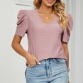 thumbnail image 3 of Gibobby Camisas mexicanas con cuello en V para mujer Camiseta suelta informal con cuello en V para mujer, blusa manga corta con estampado(Rojo de la sandía,CH), 3 of 5