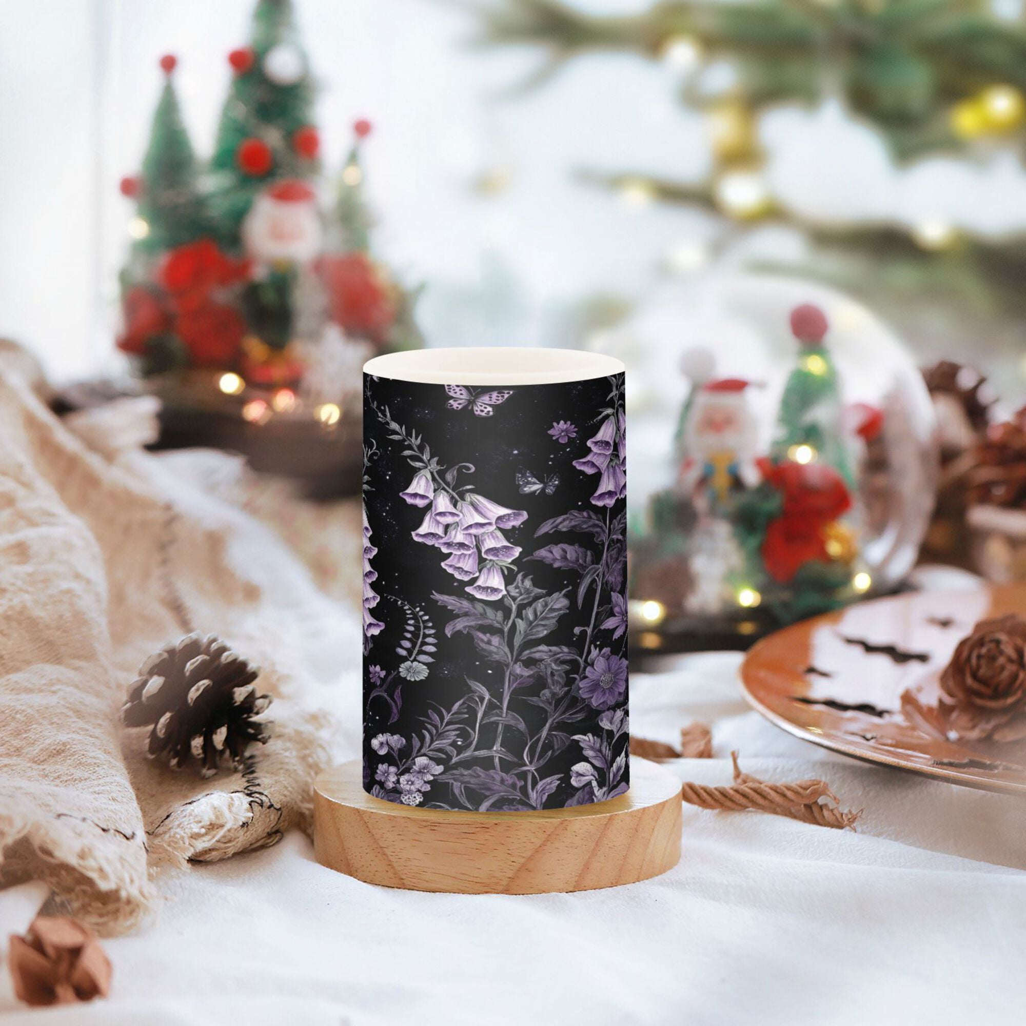 Yayeee Flameless Candles with Remote Flickering Battery Operated Multi Color Changing, Light Purple Flowers
