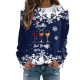 thumbnail image 1 of Gibobby Sudadera sin capucha y ocio para mujer, holgado a la moda, informal de casa con estampado navideño para mujer, atlético y Y2K (Azul, XL), 1 of 4