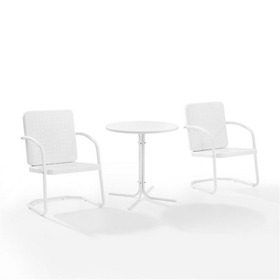 Afuera Living 3-Piece Metal Outdoor Bistro Set in White Gloss