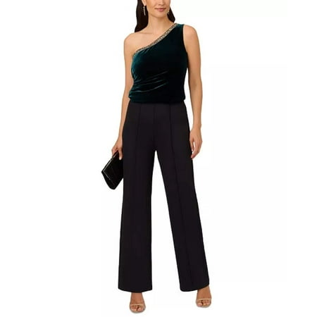 Adrianna Papell Velvet Beaded One-Shoulder Top