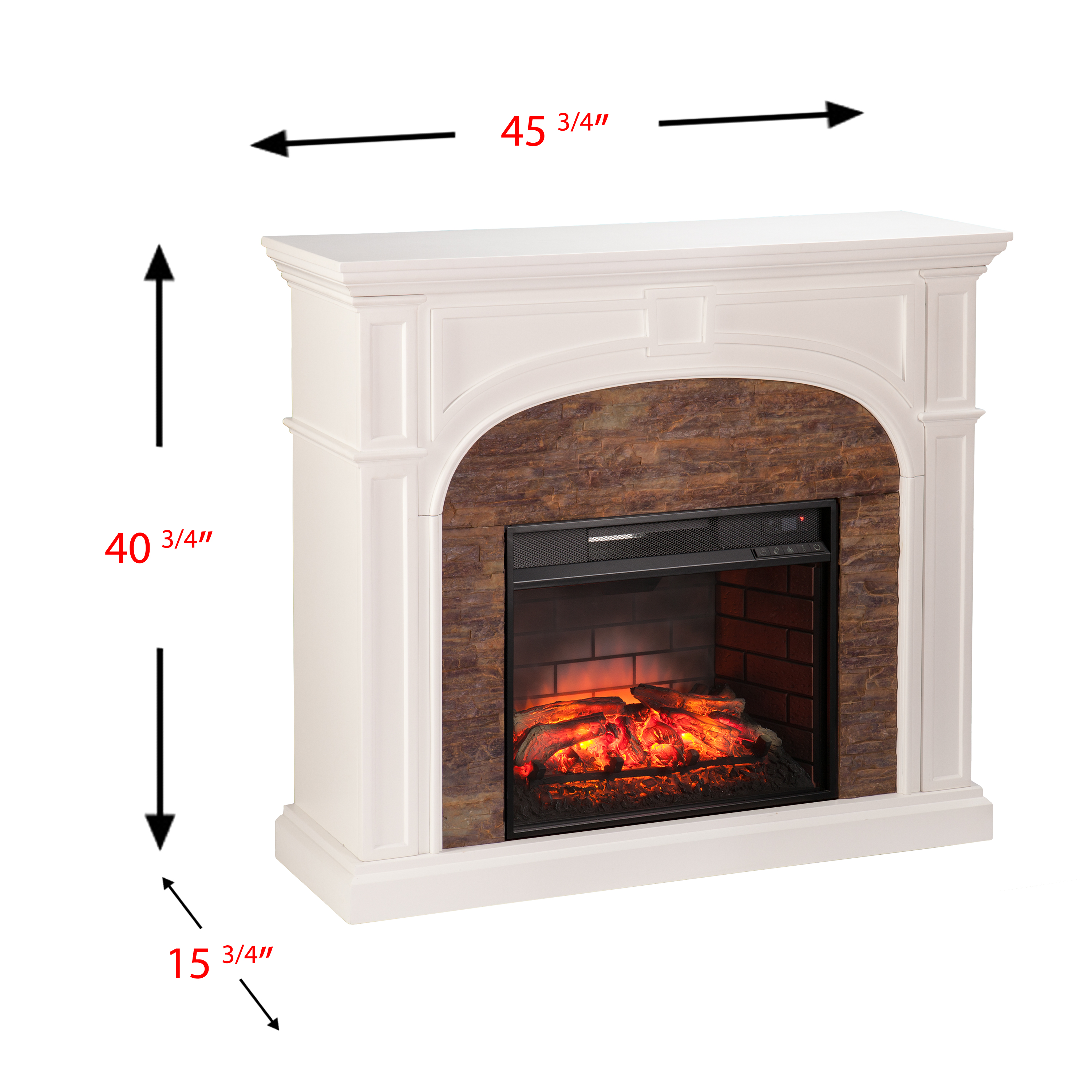 Lambert Electric Fireplace with Faux Stone, White - image 3 of 11
