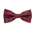 thumbnail image 3 of Hi-Tie - Pajarita de seda roja burdeos de lujo para hombre, conjunto de gemelos y broche con nudo de mariposa, ideal para bodas y padrinos de boda, 3 of 4