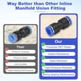 thumbnail image 5 of Uxcell 10-Pack Inline Manifold Union Fitting, 2 Way 8mm(5/16") OD Plastic Pneumatic Push to Connect Tube Fittings, 5 of 6