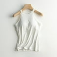 thumbnail image 4 of Holzkary Women Ribbed Tank Tops Built In Bra Halter Tank Top Sleeveless Undershirt Tank Running Yoga Tank Tops Women's Solid Color with Bra Bra One Vest Camisole Top White M, 4 of 7