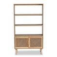 thumbnail image 5 of Baxton Studio Faulkner Mid-Century Modern Natural Brown Finished Wood and Rattan 2-Door Bookcase,Wholesale Interiors, 5 of 11
