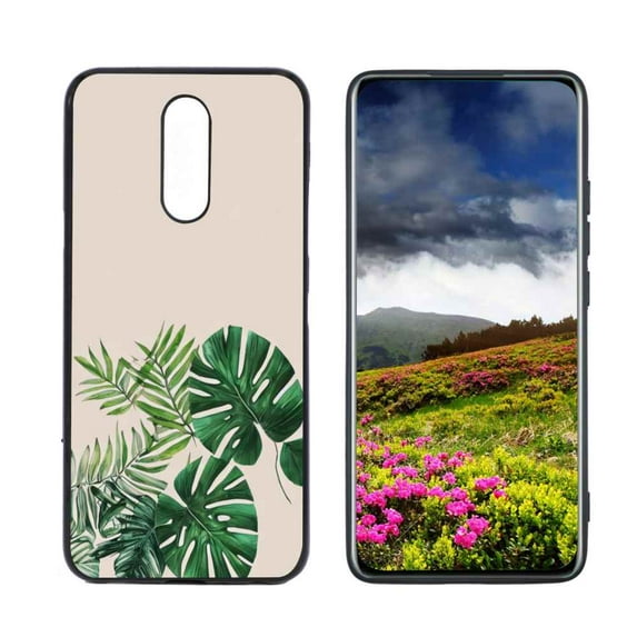 Compatible with LG K12 Plus Phone Case, Tropical-Leaves-4 Case Men Women, Flexible Silicone Shockproof Case for LG K12 Plus