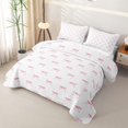 thumbnail image 3 of Erosebridal Watercolor Simple Bow Bed Spread Queen for Teens, Pale Pink Ink Ribbon Queen Coverlet Set, 3 Pieces, 3 of 7