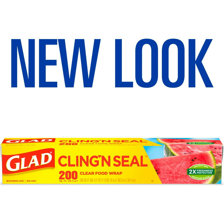 Glad Cling Wrap Plastic Wrap, Clear, 200 Sq Ft, 1 roll