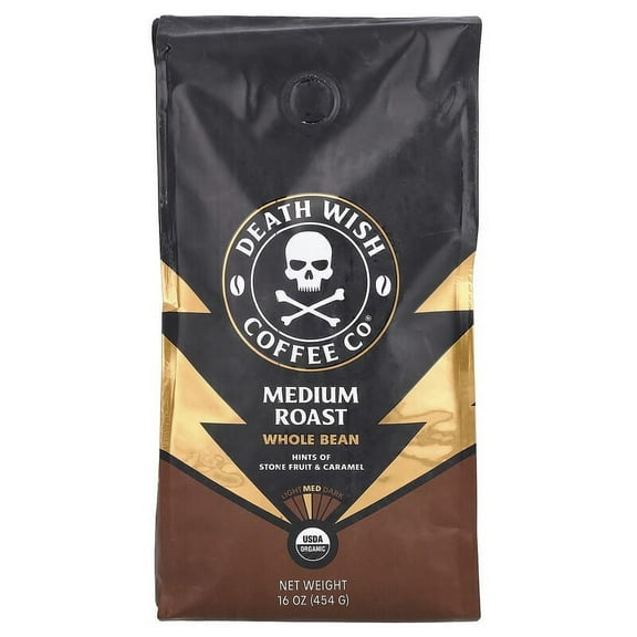 Death Wish Coffee, Whole Bean, Medium Roast, 16 oz (454 g) Pack of 3