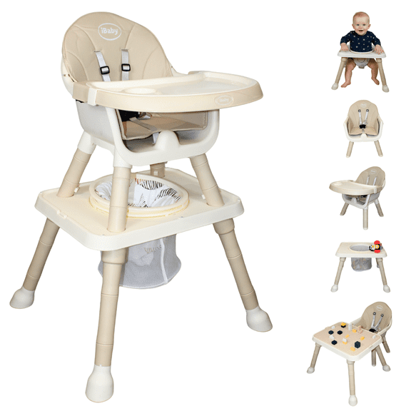 Silla alta periquera 7 en 1 con mesa y charola para bloques primi pasti ibaby beige
