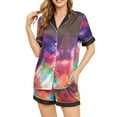 thumbnail image 1 of Silk Satin Pajama Sets for Women Two Piece Short Sleeve Sleepwear Tie Dye Soft Loungewear Button Down Pj Set, 1 of 5
