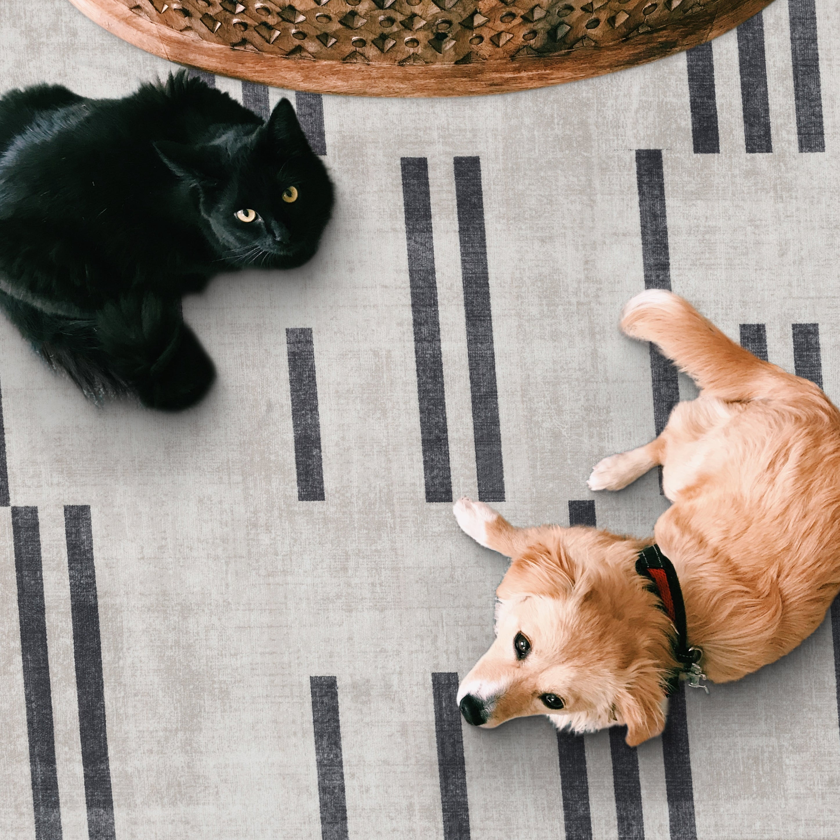ReaLife Rugs Machine Washable Area Rug Runner - Living Room Bedroom Bathroom Kitchen Entryway Office - Padded Low Pile Stain Resistant Premium - Modern Geometric - Loki - Beige & Black 2'6" x 8'
