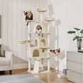 thumbnail image 3 of YEXJ Large Cat Tree Tower for Large Cats, 76.5in Multi-Level Cat Tower with 3 Condos & Perches, 9 Scratching Posts and 2 Baskets, Cat Climbing Tree for Indoor Cats, Beige, 3 of 10