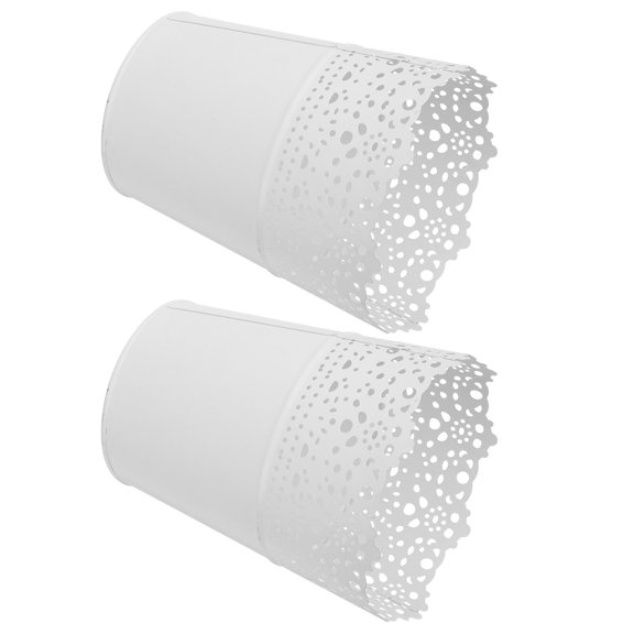 Set of 2 Decorative Lace Hollow Iron Flower Buckets - Versatile Plant Pots and Tabletop Storage Boxes for Cosmetics