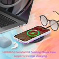 thumbnail image 6 of Case for iPhone 13 6.1 inch, Colorful Retro Oil Painting Flower Case Pretty Glossy Pattern Wave Case Cute Sparkly Floral Curly Cover Stylish Soft Case for Women and Girl - Love Flower, 6 of 14