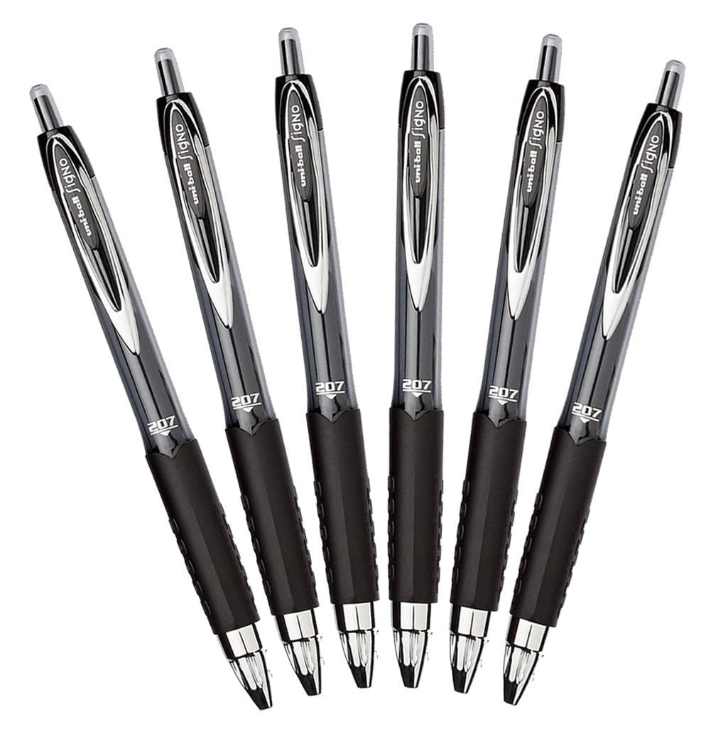 UniBall Signo 207 Retractable Gel Pen, 0.7mm Medium Point, Black, Pack