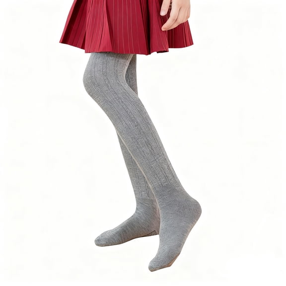 Otqutp Girls Cable Knit Tights Fleece Thermal Stretchy Full Length Leggings Kids Toddler School Dance Opaque Pantyhose