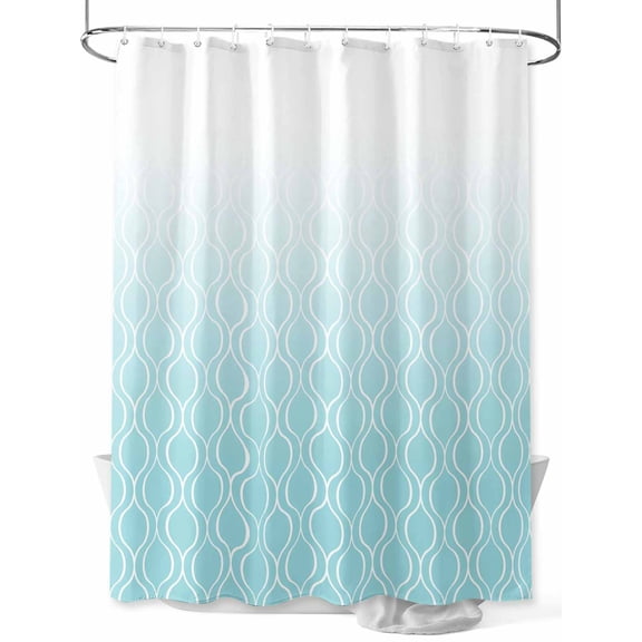 Fsddascl Morocco Blue Shower Curtain Set - 48" x 72" Washable Bathtub Curtain with 12 Hooks, Geometric Abstract Ombre Lines Retro Waterproof Fabric Stall Shower Curtains for Bathroom/Bathtub Décor