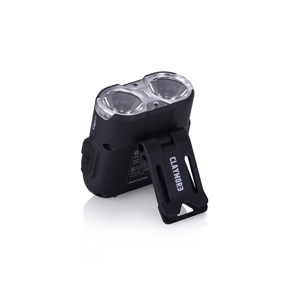 Claymore Capon 120H (Black) - LED Rechargeable Clip-On Cap Headlamp, Lightweight Hat Light for Camping, Running, Hiking, Emergency & Industrial Use, Waterproof, USB-C, Up to 45 Hours of Battery Life.