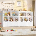 thumbnail image 4 of Homfa Toy Storage Organizer with 3 Movable Drawers, 5 Cube Kids Bookcase for Playroom, Storage Cabinet for Living Room, White Finish, 4 of 7