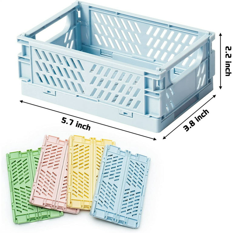 UK Folding Collapsible Storage Crates Plastic Basket Stacking Kitchen Desk  Boxes