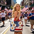 thumbnail image 2 of Fuebueo Patriotic Tote Bag for Women, 4th of July Quilted Shoulder Bag for Women, American Flag Daisy Purse with Peace Sign, Large Capacity Travel Canvas Handbag, Perfect Gift, 2 of 7