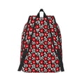 thumbnail image 3 of Daiia Red Floral Vintage Canvas Backpack for Men and Women ,Hiking Backpack,Travel Laptop Bag for School,Large Capacity Backpack, 3 of 8