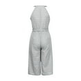 thumbnail image 5 of RPVATI Women Casual Sleeveless Striped Jumpsuit Wide Leg Capri Romper Pants Cropped Overalls Tie Knot with Pocket Gray M, 5 of 7