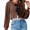 Brown, variant on Women Bow Tie Front Long Sleeevd Ribbed Cable Sweater Knit Crop Cardigan
