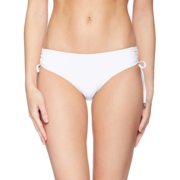 Anne Cole Womens Alex Solid Side Tie Adjustable Bikini Swim Bottom Large White