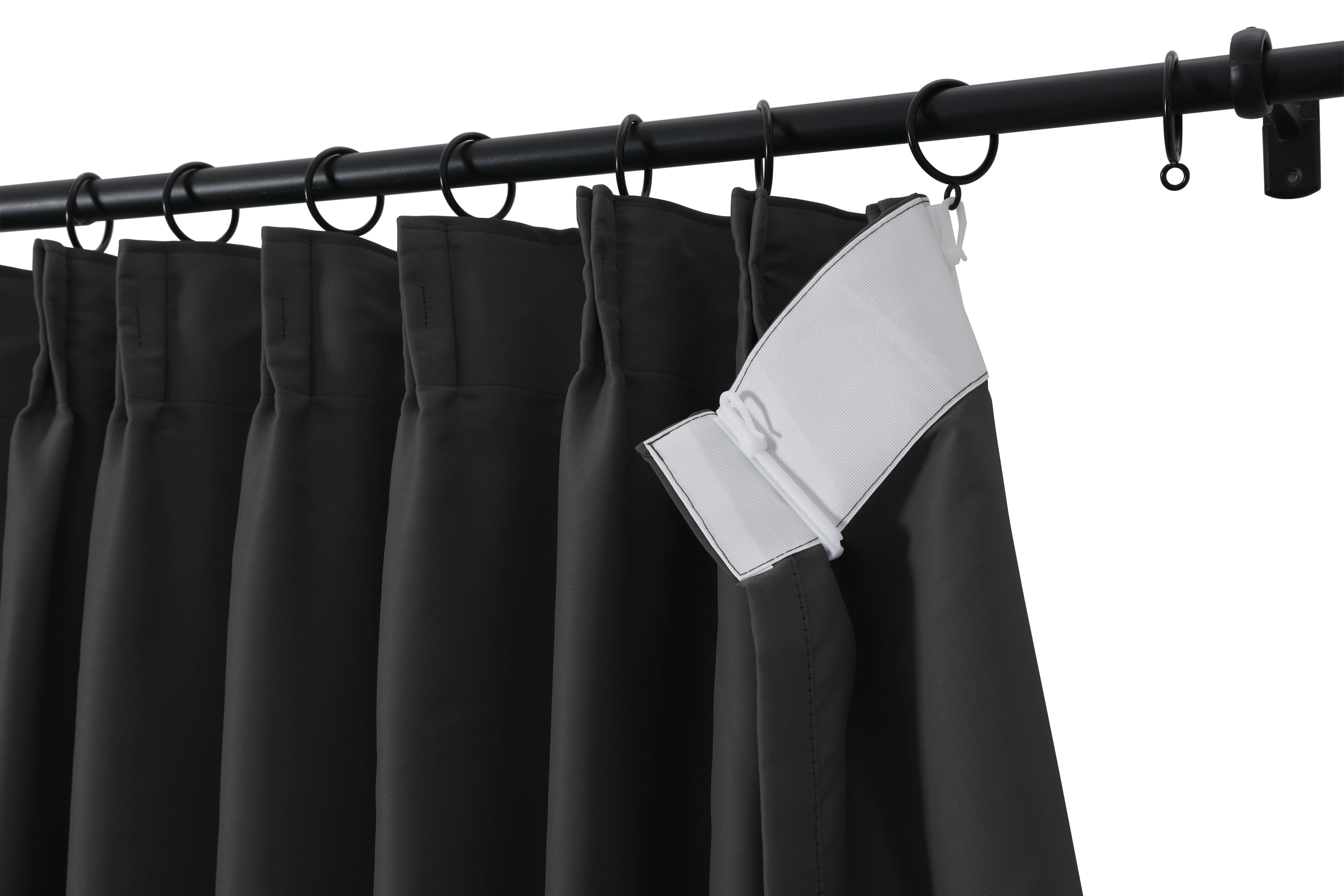 TWOPAGES Pinch Pleat Curtain Blackout Light Blocking Drape for Living Room, 1 Panel, 52"x108", Black