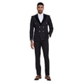thumbnail image 3 of Tazzio Skinny Fit Double Breasted 2pc Suit Set with Velvet Peak Lapel, 3 of 4