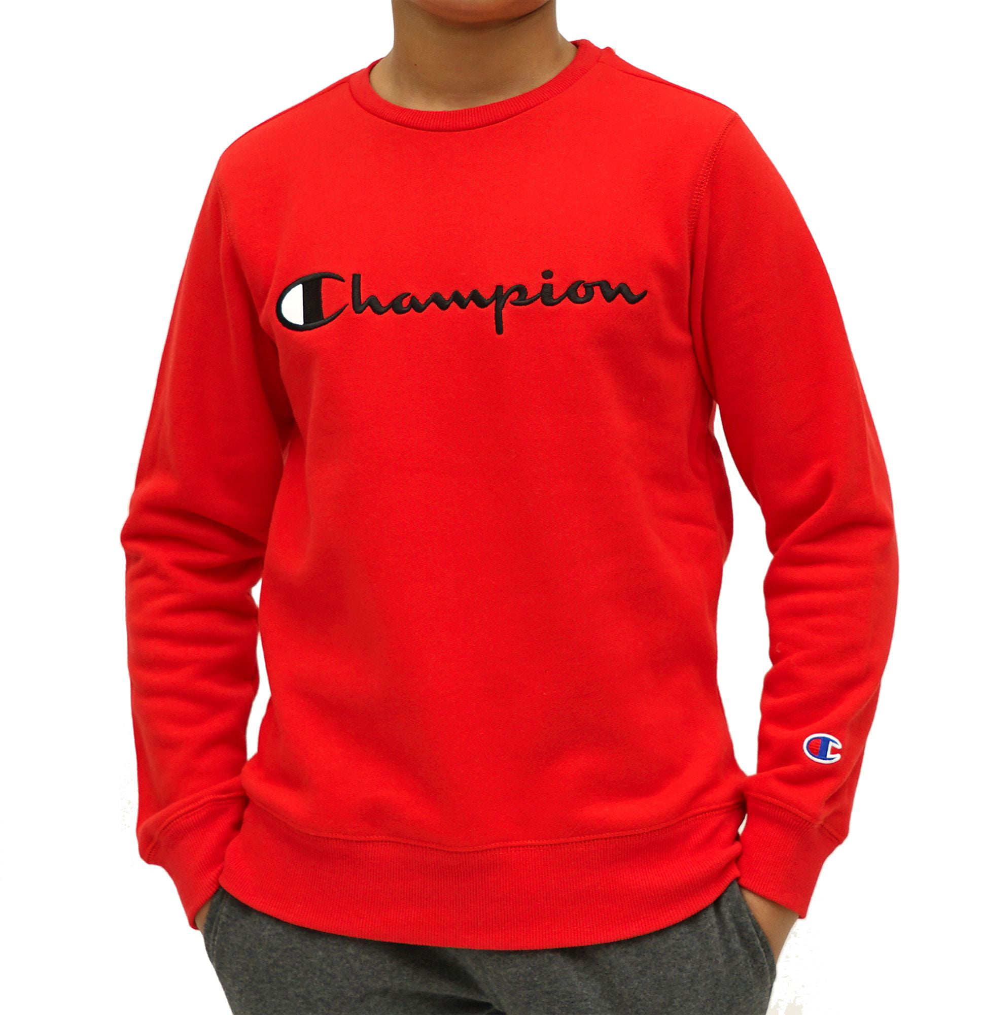 Champion - Champion Boy's Script Fleece Crewneck Sweatshirt - Walmart ...