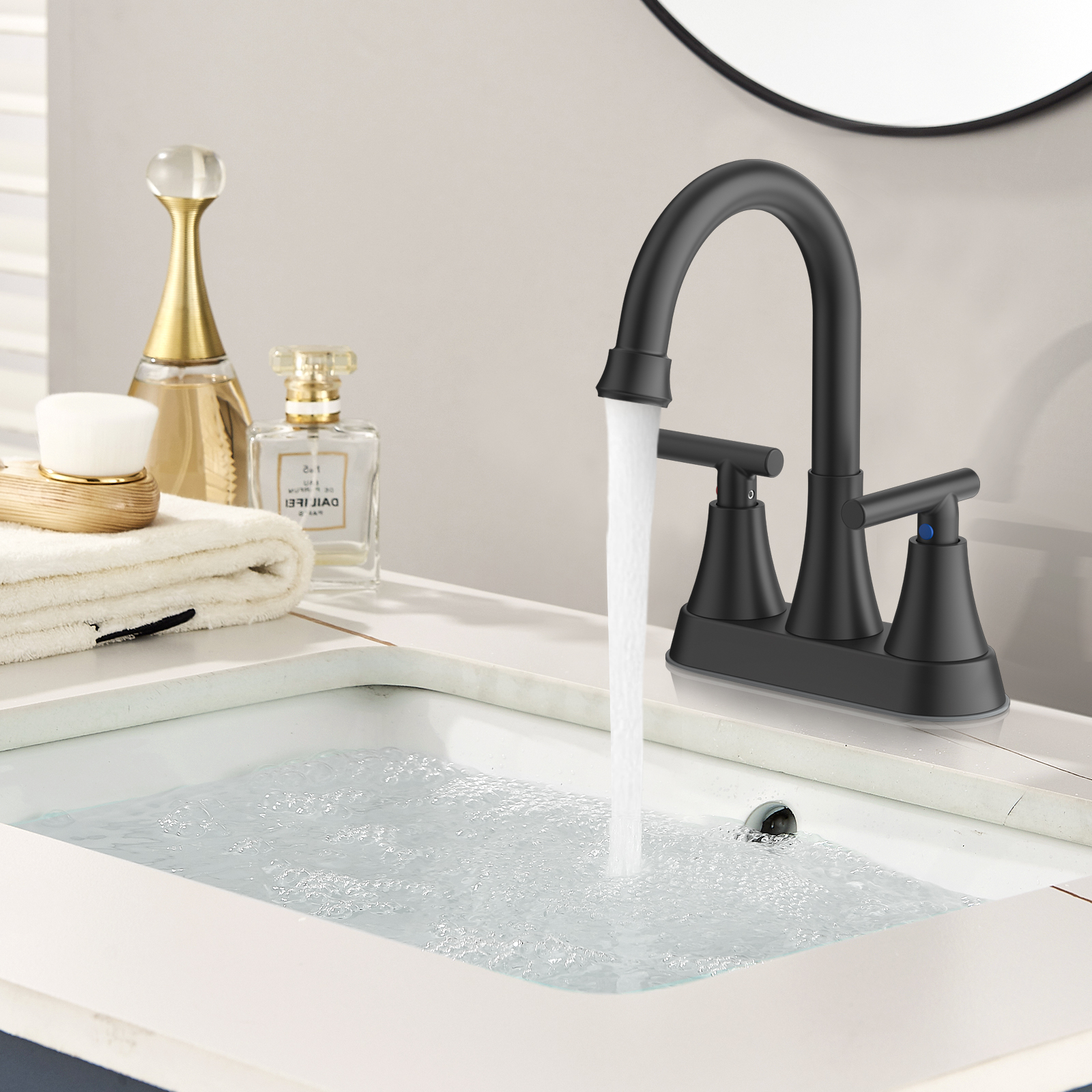 Kingtack 4-Inch Matte Black Bathroom Sink Faucet photo 4