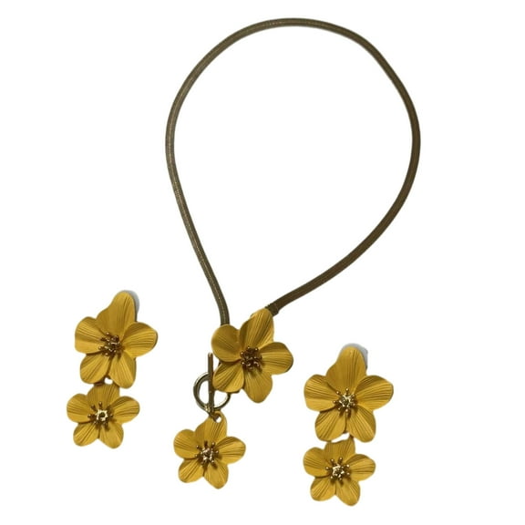Elegant Floral Necklace Earrings Set Lightweight Alloy Neck and Ear Jewelry Perfect For Vacation Parties Daily Wear