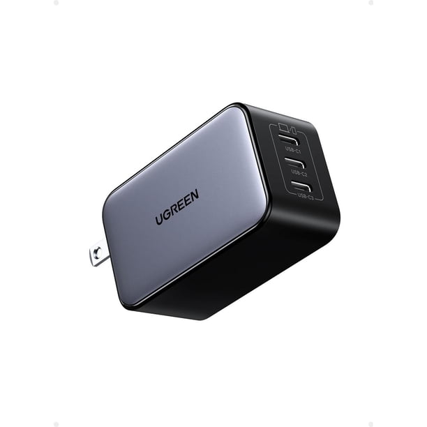 UGREEN 65W Cargador 3 Puertos USB C, Nexode GAN Carga Raido Compatible con iPhone 16/15/14, Galaxy S