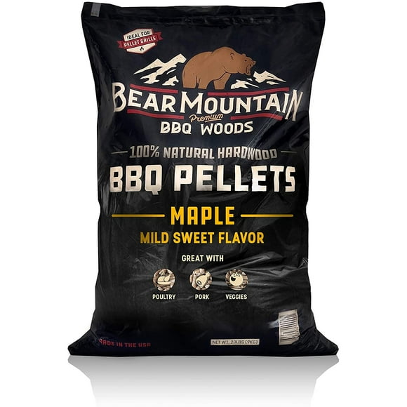 Bear Mountain BBQ Granules de Bois Franc 100 % Naturel à Saveur Sucrée d'Érable, 20 Livres