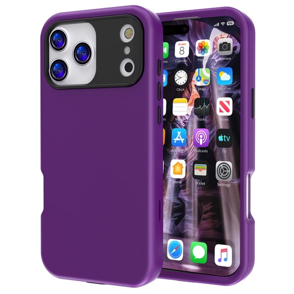 Dteck for iPhone 17 Pro Max Case, Three Layer Heavy Duty Shockproof Protection Hard Plastic Bumper Soft Silicone Case,Deep Purple